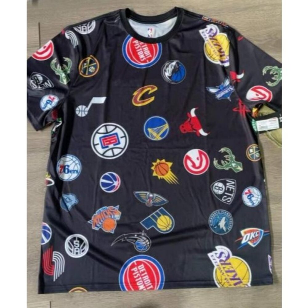 Men's Basketball Sports Multiple Teams Logo Jerseys Black Size Medium